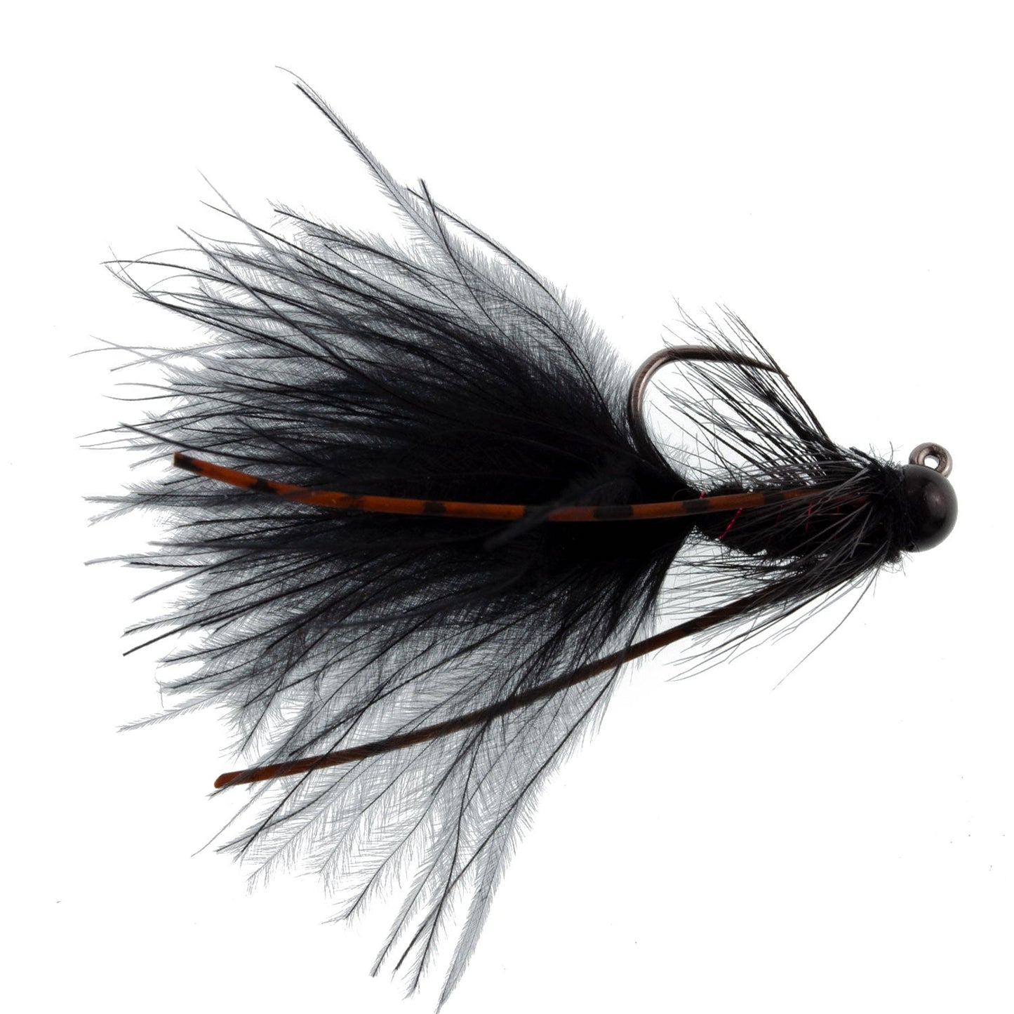 Tungsten Bead Tactical Black Mini Bugger Euro Nymph Fly - 6 Flies Size 12
