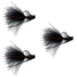 3 Pack Tungsten Bead Tactical Black Mini Bugger Euro Nymph Fly - Size 8