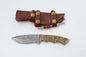 Handmade Damascus Hunting Knife with Resin & Bone Handle - TK-424
