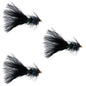 3 Pack Black Bead Head Crystal Woolly Bugger Streamer -  Size 8