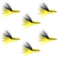 Yellow Black Bead Head Crystal Woolly Bugger Streamer - 6 Flies Size 4