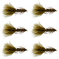 Dark Olive Bead Head Crystal Woolly Bugger Streamer - 6 Flies - Size 8
