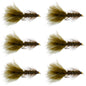 Dark Olive Bead Head Crystal Woolly Bugger Streamer Fly - 6 Flies - Size 4
