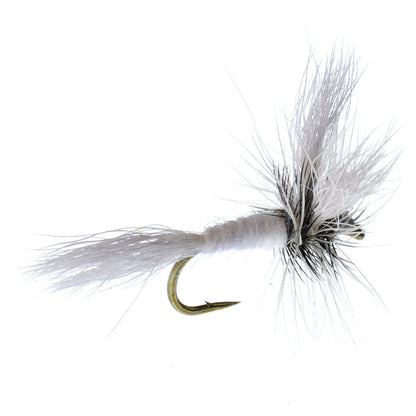 Barbless White Wulff Classic Hair Wing Dry Fly - 6 Flies Hook Size 12