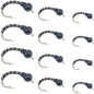 Black Zebra Midge Assortment - Black Bead Head - 1 Dozen - 4 Each of 3 Sizes 14, 16, 18 - Tailwater and Lake Fly Fishing Flies Assortment