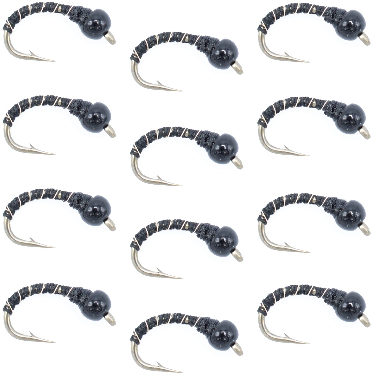 Black Zebra Midge - 1 Dozen - Size 24 Tailwater and Lake Fishing Flies