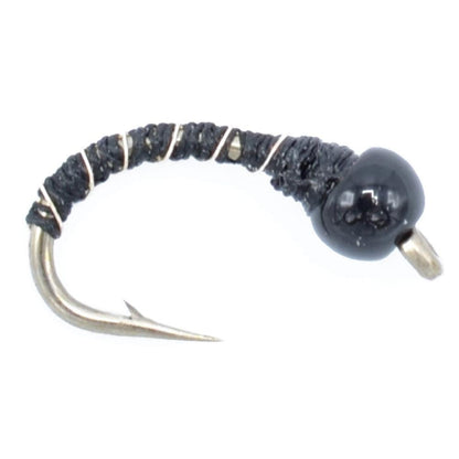 3 Pack Bead Head Black Zebra Midge Still Water Nymph Fly Hook Size 20