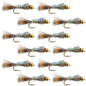 Flashback Gold Ribbed Hare's Ear Trout Fly 1 Dozen Nymph Wet Flies Size 12