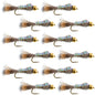 Flashback Gold Ribbed Hare's Ear Trout Fly 1 Dozen Nymph Wet Flies Size 14