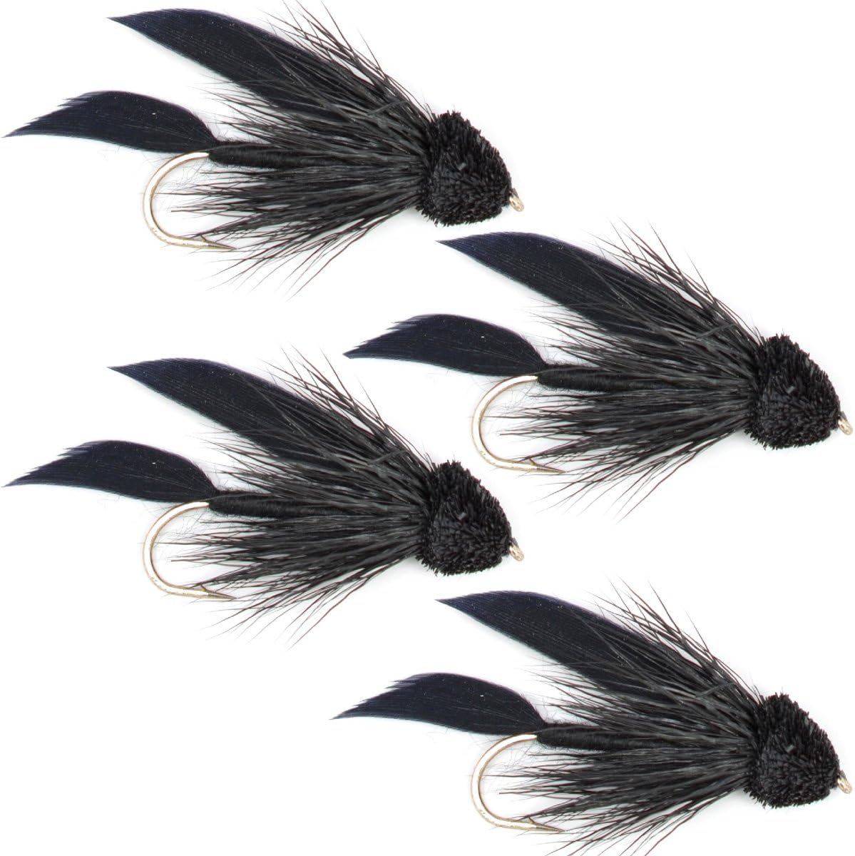 Black Muddler Minnow Streamers Fly - 4 Flies Size 6