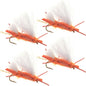 4 Pack Chubby Chernobyl Ant Orange Foam Body Grasshopper Fly - Hook Size 10