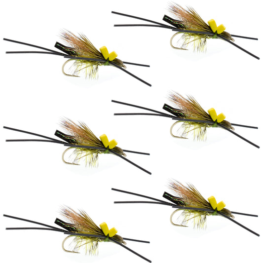 Long Tail Skwala Stone - Squalla Stonefly Dry Fly - 6 Flies Hook Size 10