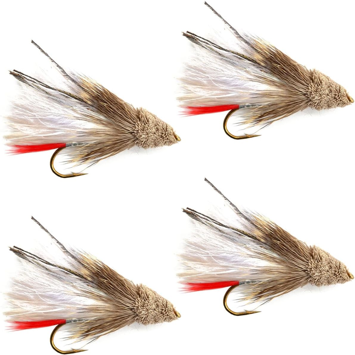 White Marabou Muddler Minnow Streamer Fly - 4 Flies - Size 8