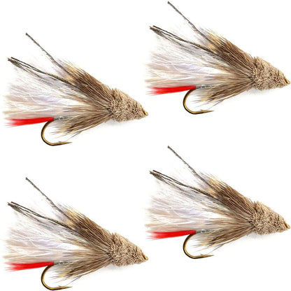 White Marabou Muddler Minnow Streamer Fly - 4 Flies - Size 8