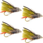 Olive Marabou Muddler Minnow Streamer Fly - 4 Flies - Size 8