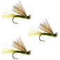 3 Pack Barbless Olive X Caddis Emerging Caddis Adult Fly - Hook Size 18