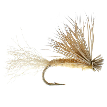 Barbless Tan X Caddis Emerging Caddis Adult Fly - 6 Flies Size 18